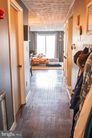 a view of a bedroom from window