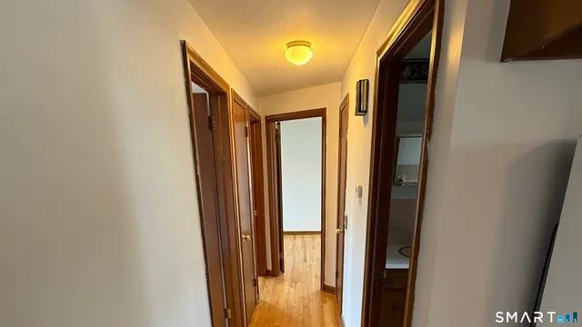 a door and with a glass door