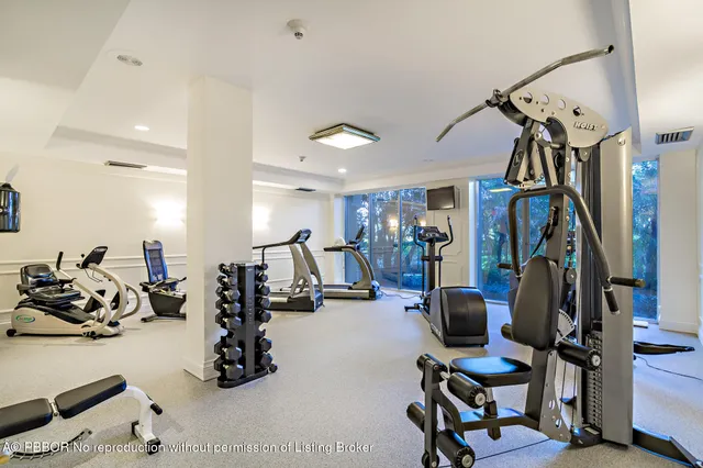 a view of a room with gym equipment