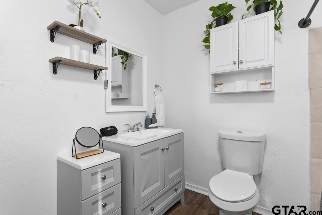 10124 County Road 280 Tyler, TX 75702 - Photo 42 of 47 a bathroom with a toilet a sink and mirror