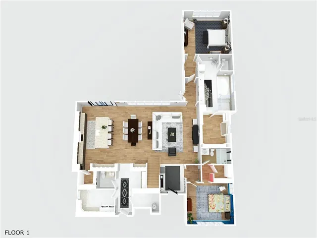 a view of living room with furniture and lamp