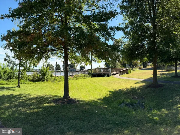 a view of yard with swimming pool and trees