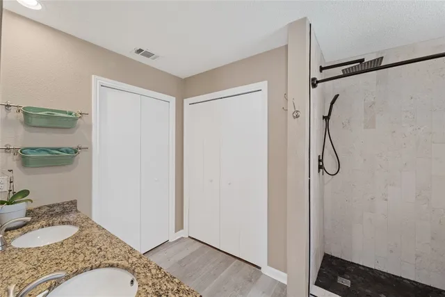 a bathroom with a shower