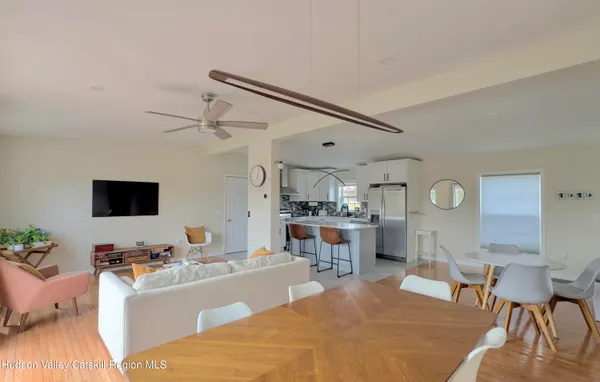 a living room with a couch and a table