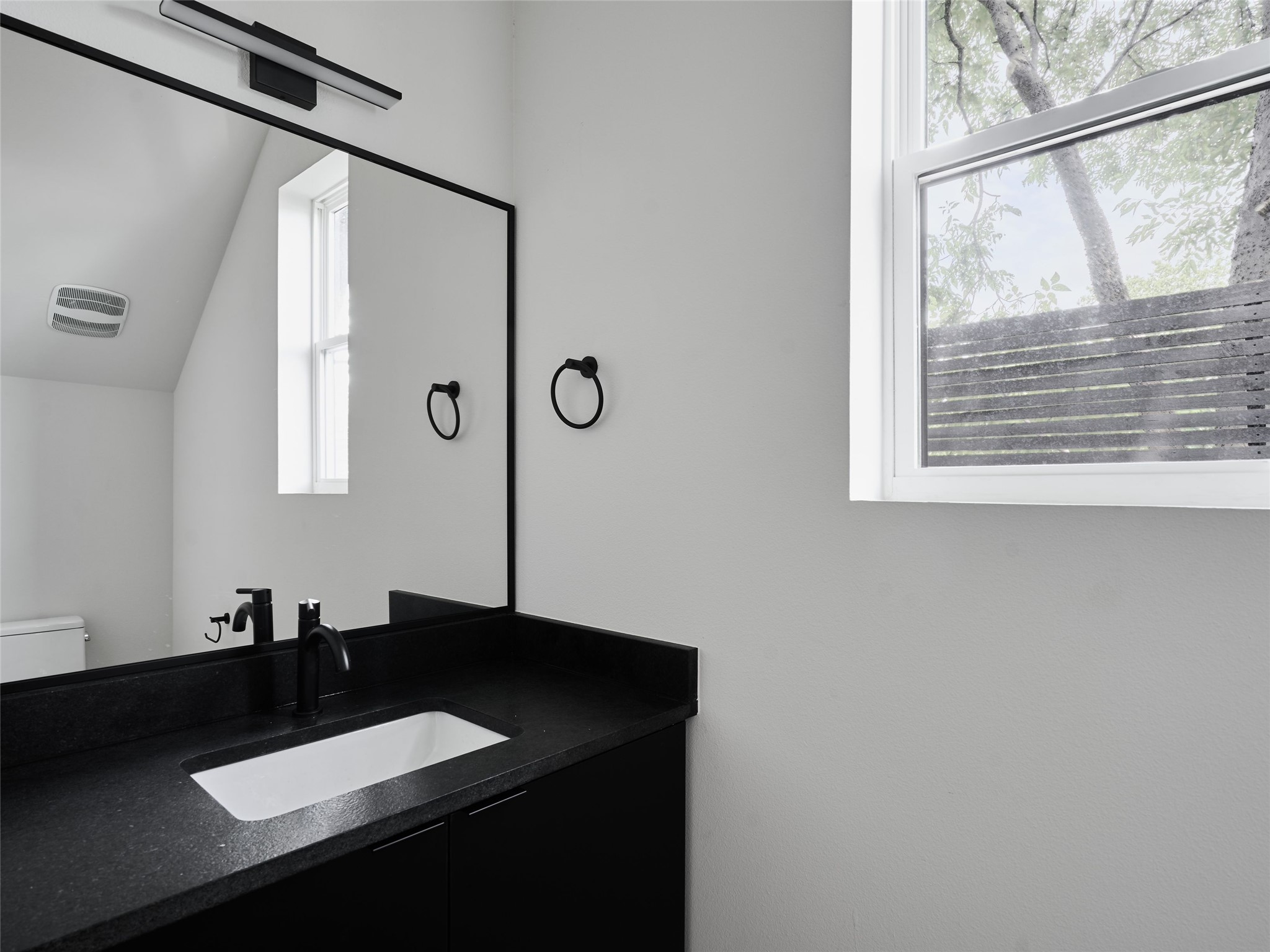 412 Hackberry Lane, Unit 2 Austin, TX 78753 - Photo 18 of 40 Bathroom with vanity and lofted ceiling