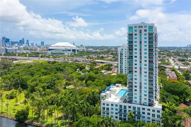 a view of a city with tall buildings