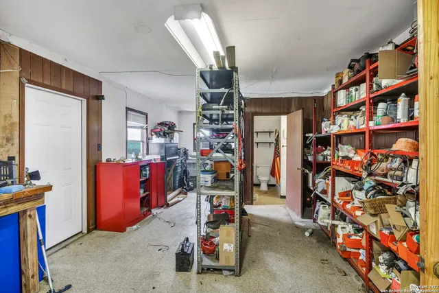 a view of a yard with an ocean