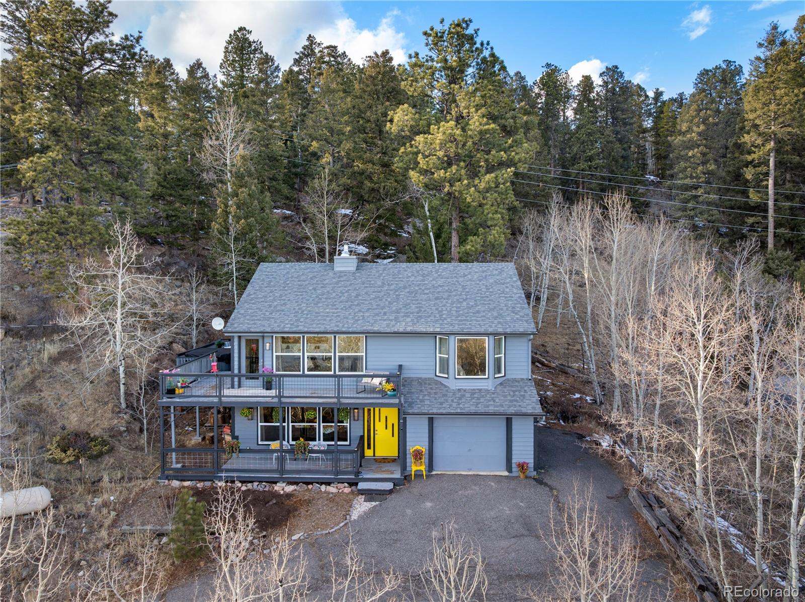 11740 Baca Road Conifer, CO 80433 - Photo 42 of 49 a aerial view of a house with large trees and large trees