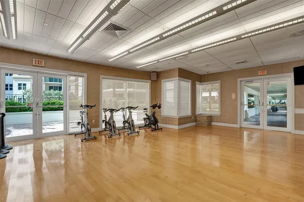 a view of a room with gym equipment