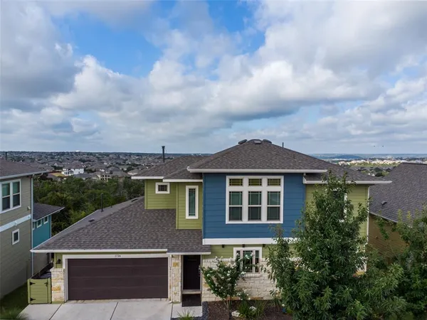 an aerial view of a house