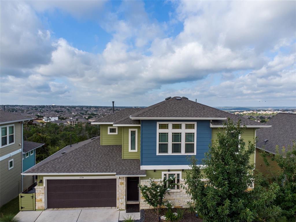an aerial view of a house