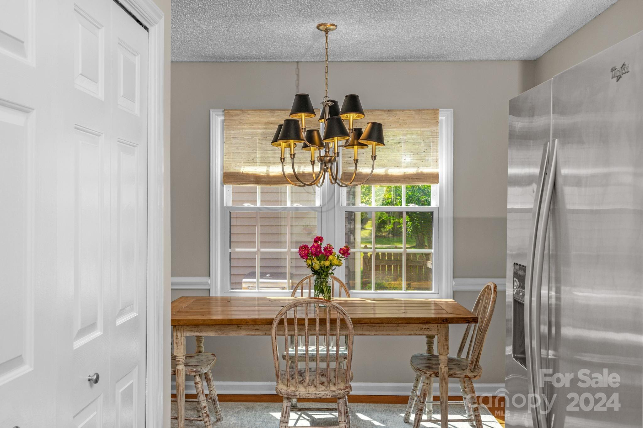 406 Sandymead Road Matthews, NC 28105 - Photo 19 of 48 a view of a dining room with furniture wooden floor and chandelier