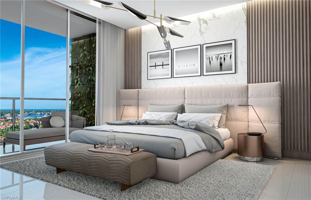 1925 Metropolitan Boulevard, Unit 1106 Naples, FL 34104 - Photo 18 of 21 Bedroom with access to outside and tile patterned floors