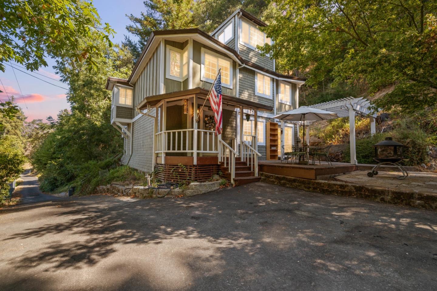 600 Cook Way Ben Lomond, CA 95005 - Photo 76 of 85 a view of a white house with large trees and wooden fence