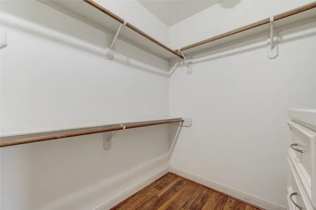 a view of a room with racks on the wall