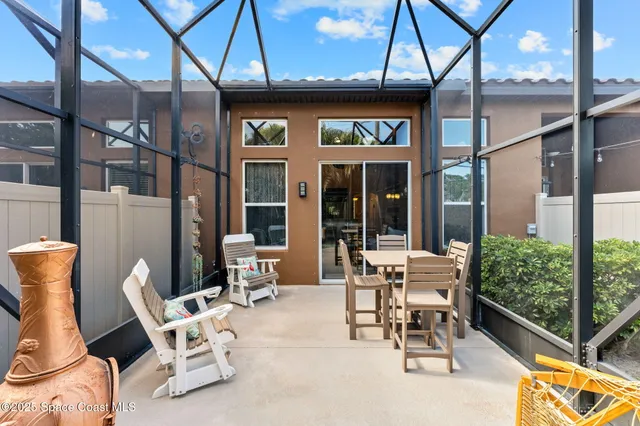 a outdoor space with sitting area