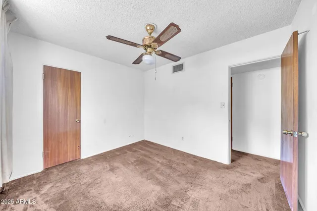 a view of a big room with closet and ceiling fan