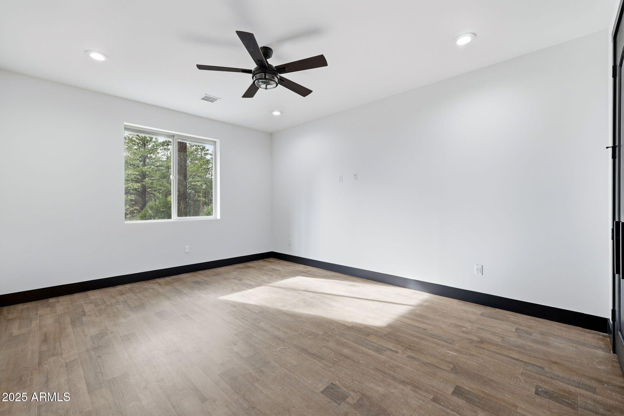 2400 West Bench Road Show Low, AZ 85901 - Photo 21 of 37 an empty room with wooden floor fan and windows