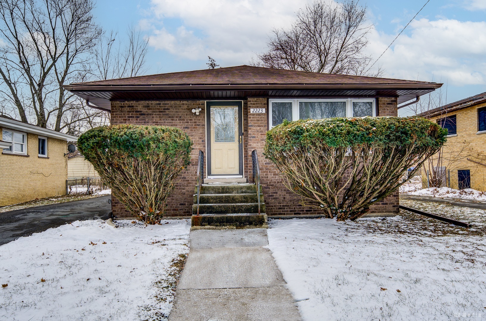a front view of a house