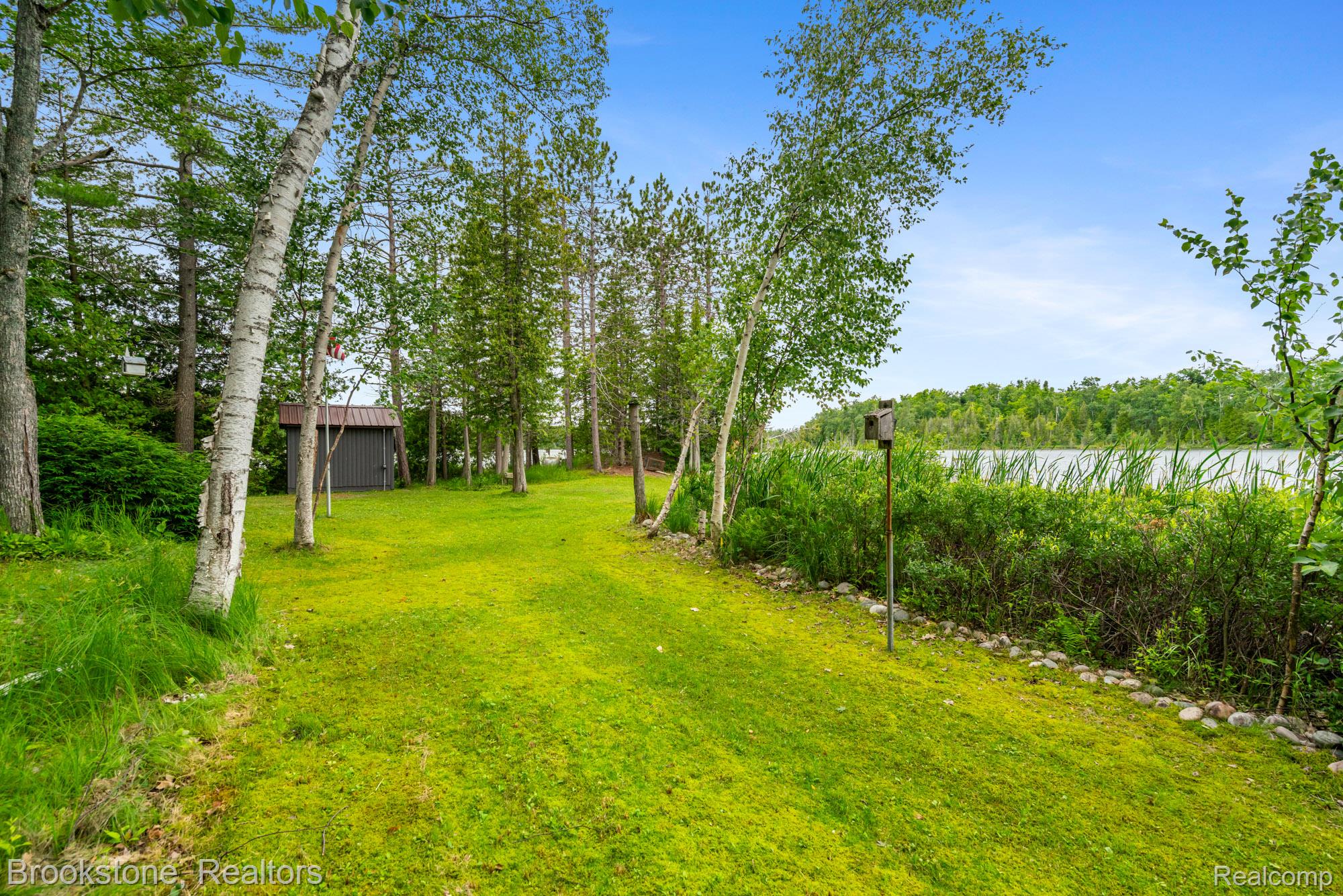 5699 Smith Road Cheboygan, MI 49721 - Photo 22 of 30 Expansive green lawn bordered by mature trees and natural waterside vegetation