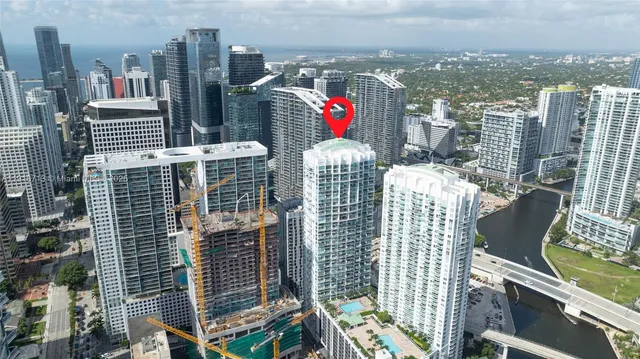 a view of a city with tall buildings