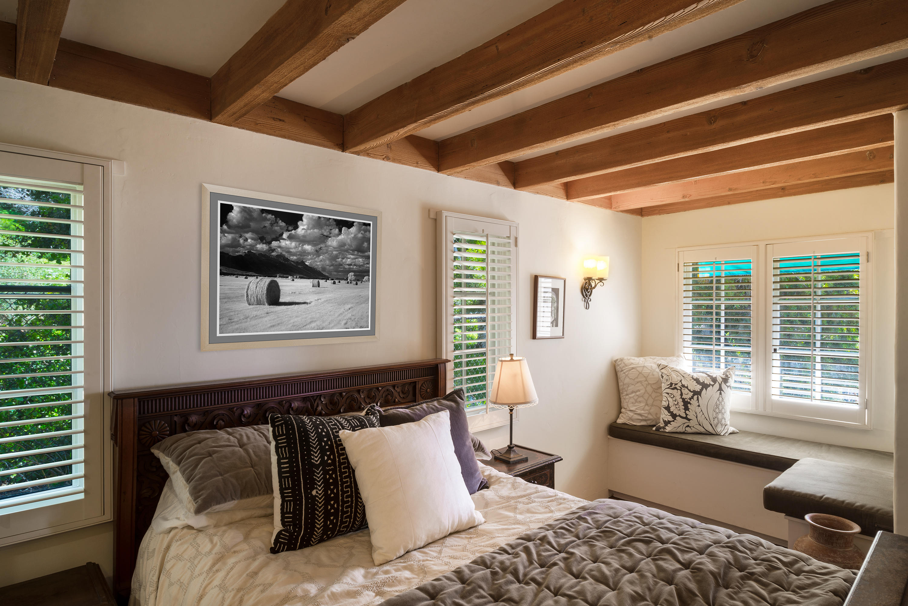 817 Moreno Road Santa Barbara, CA 93103 - Photo 21 of 38 Bedroom 2 w/ Wood Beams