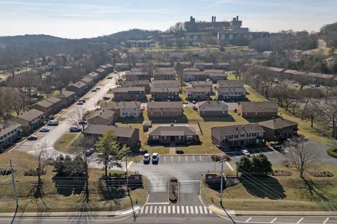 an aerial view of a city