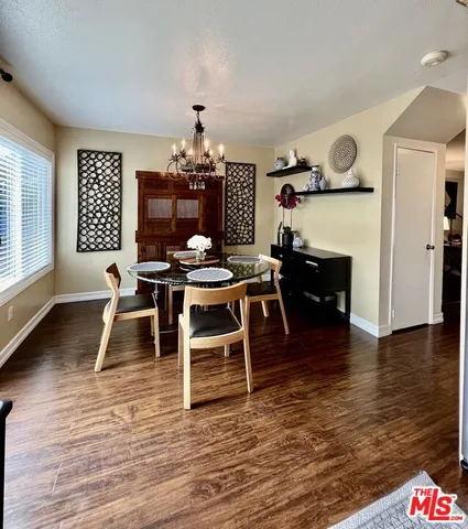 a workspace with wooden floor