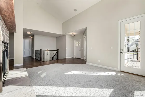 a view of a livingroom with a fireplace