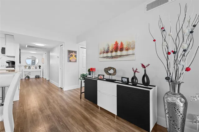 a view of a hallway with workspace