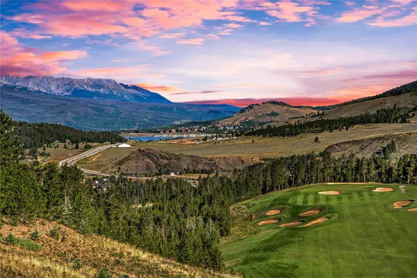 a view of a lake with a mountain