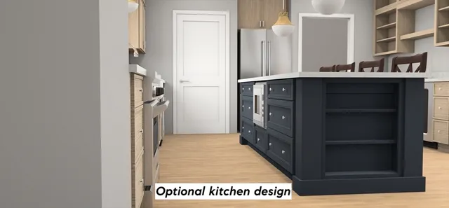 a kitchen with a refrigerator and a stove