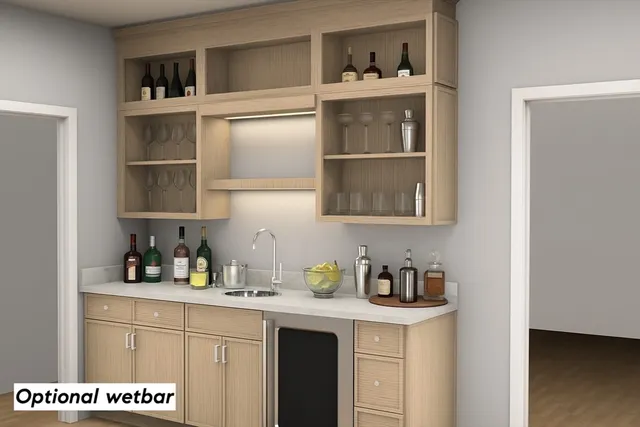 a kitchen with a sink and cabinets