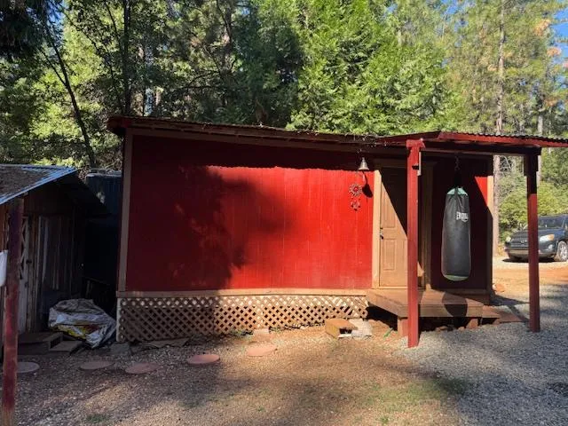 a view of a small barn