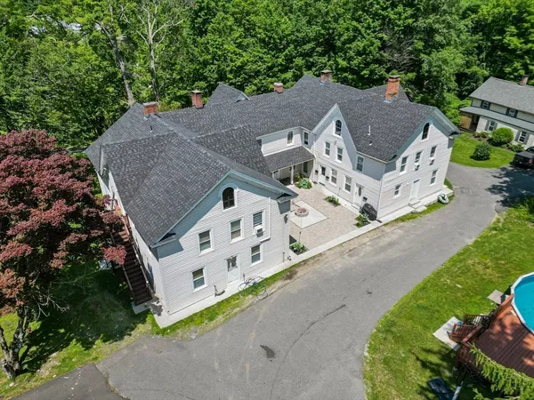 an aerial view of a house