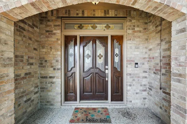 a view of a wooden door door