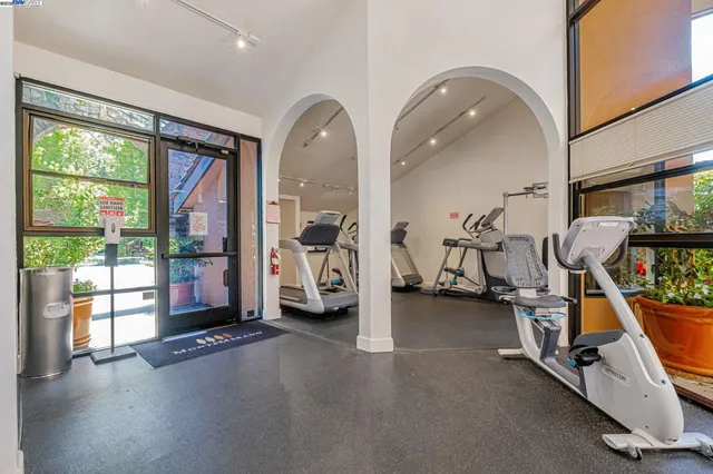 a view of a room with gym equipment