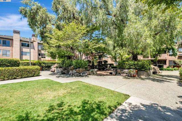 a view of a chair and table in backyard of the house
