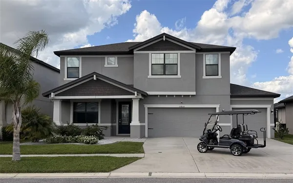 a view of a lake with a big yard