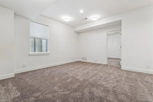 an empty room with a workbench