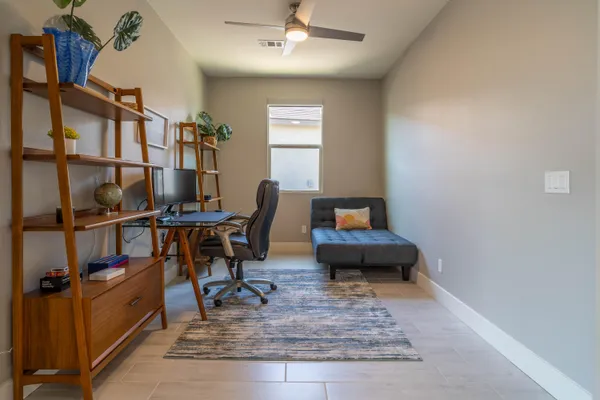 a living room with furniture