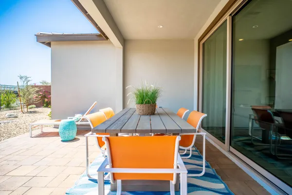 a view of an outdoor space with seating area