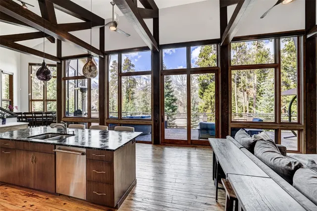 a building outdoor space with patio furniture