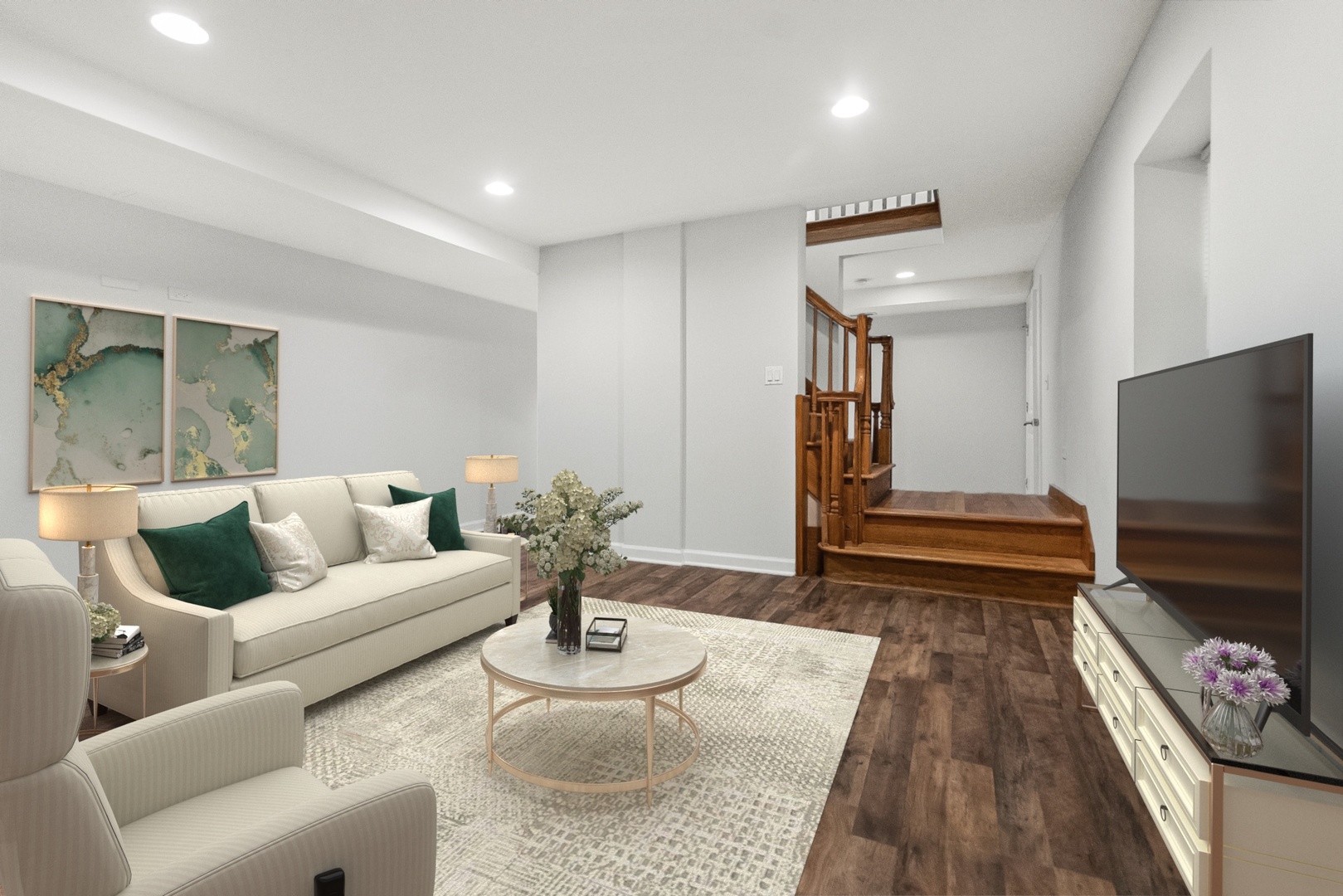 1628 West Juneway Terrace, Unit 1 Chicago, IL 60626 - Photo 23 of 49 a living room with furniture and a flat screen tv