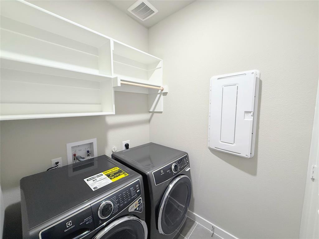 1909 Sandpiper Way Princeton, TX 75407 - Photo 22 of 35 Laundry area with electric panel and washing machine and clothes dryer