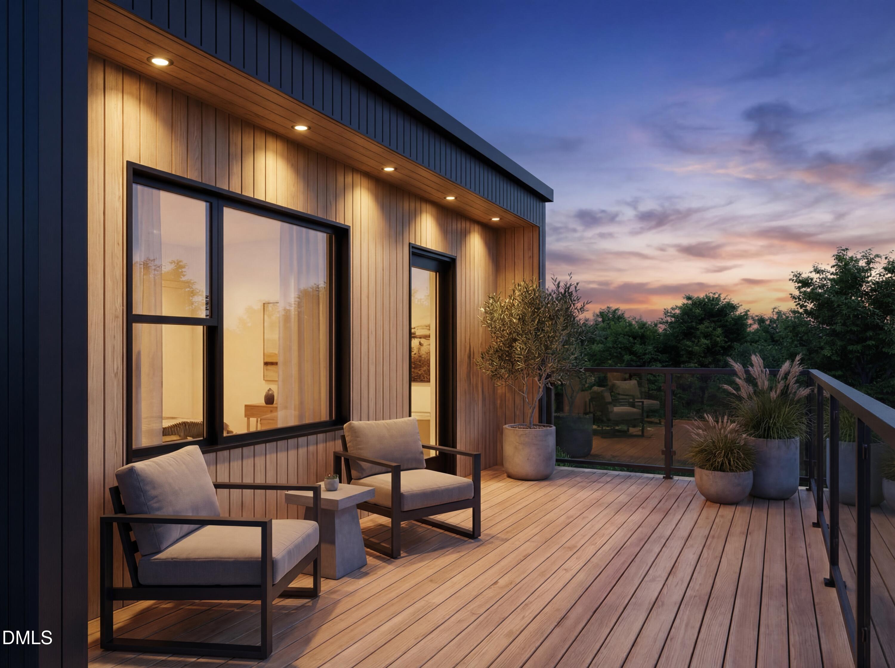 1222 Merrick Street Durham, NC 27707 - Photo 9 of 13 a balcony with furniture and wooden floor
