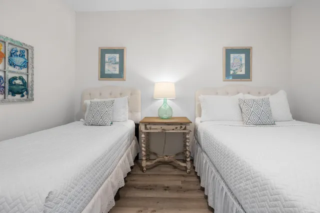 an aerial view of a house with a garden