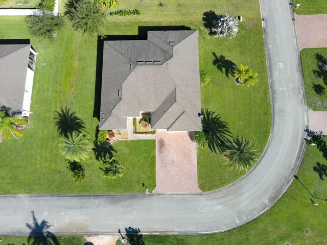 an aerial view of a garden