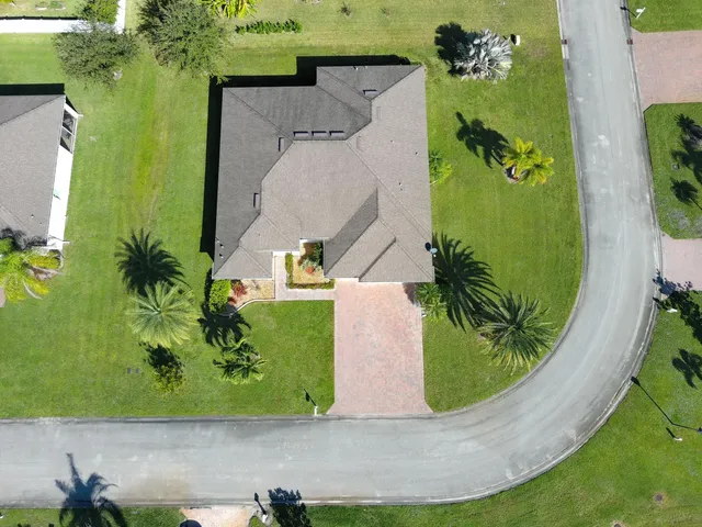 an aerial view of a garden