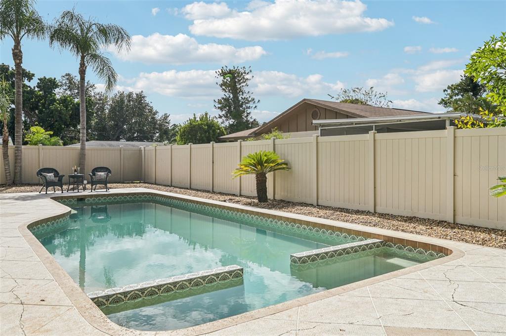 1908 49th Street West Bradenton, FL 34209 - Photo 35 of 57 a view of a backyard with a tub and palm trees